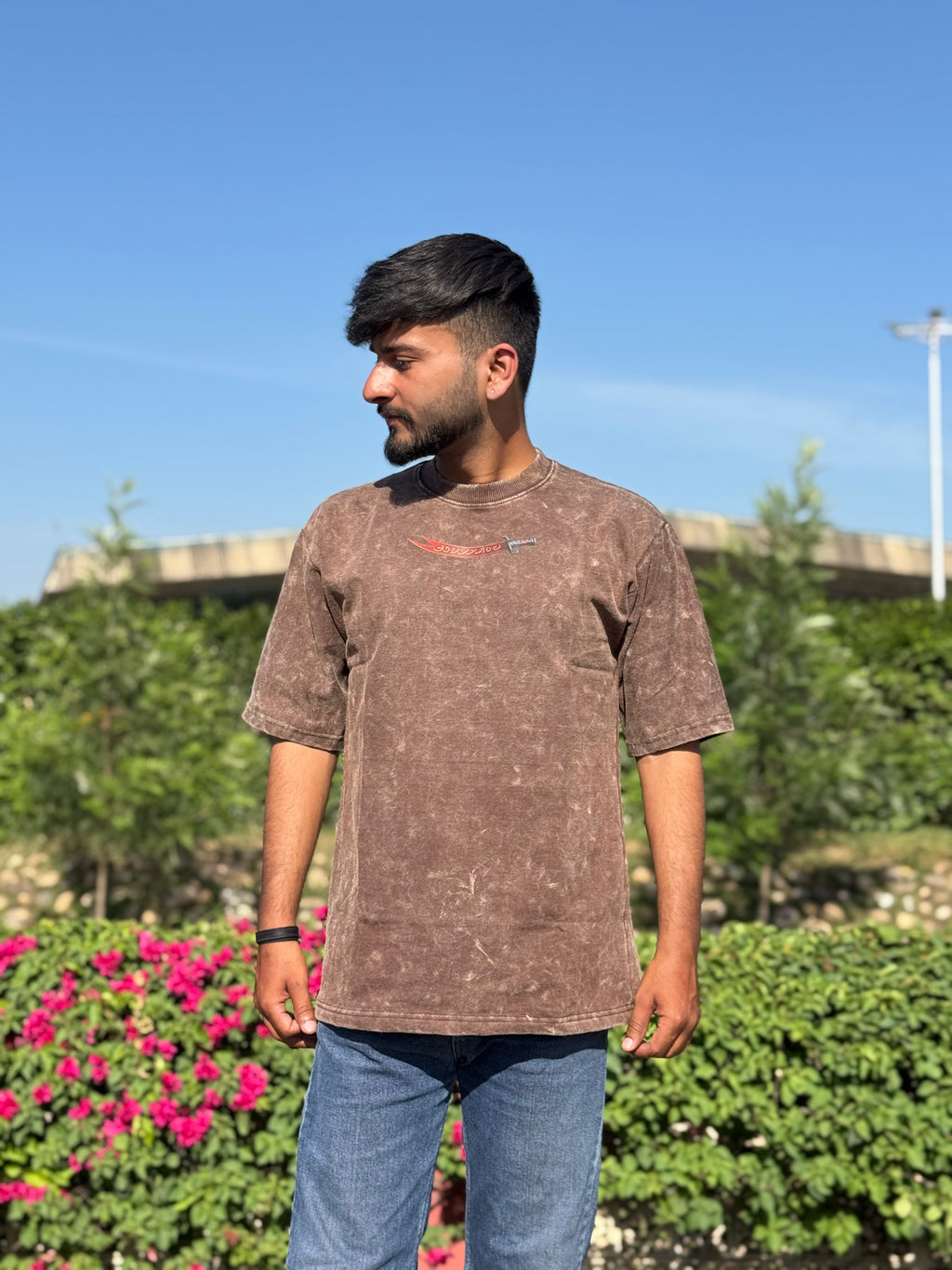 Desert Warrior Printed Acid Wash Tee