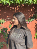 Desert Earth Acid Wash Oversized Tee – Botanical Print