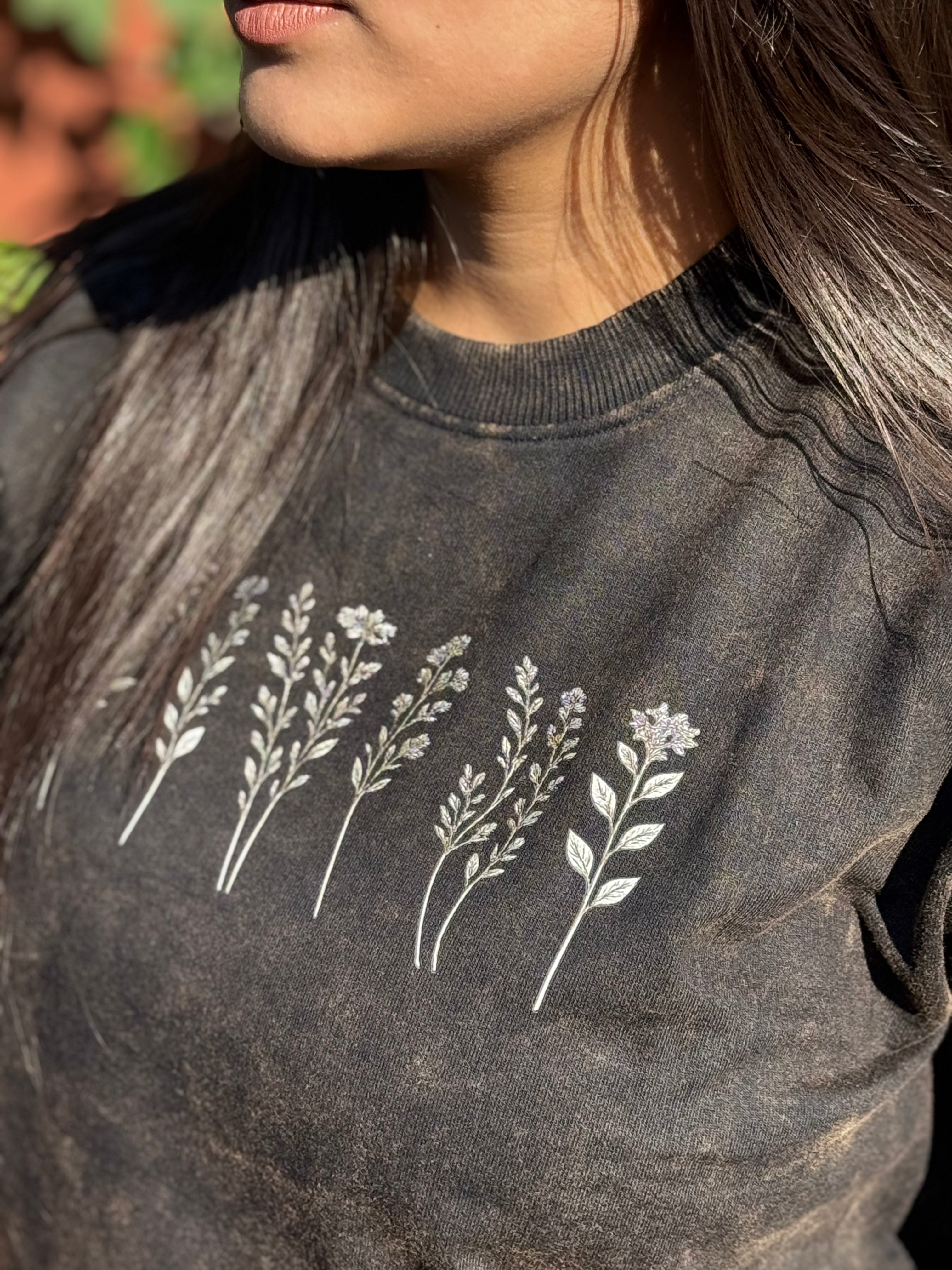 Desert Earth Acid Wash Oversized Tee – Botanical Print
