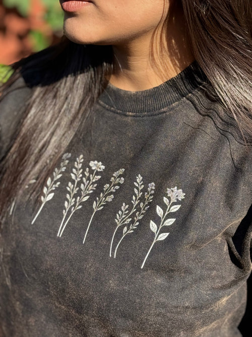 Desert Earth Acid Wash Oversized Tee – Botanical Print