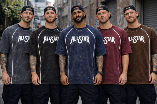 Allstar Piping Acid Wash Drop-Shoulder Tee