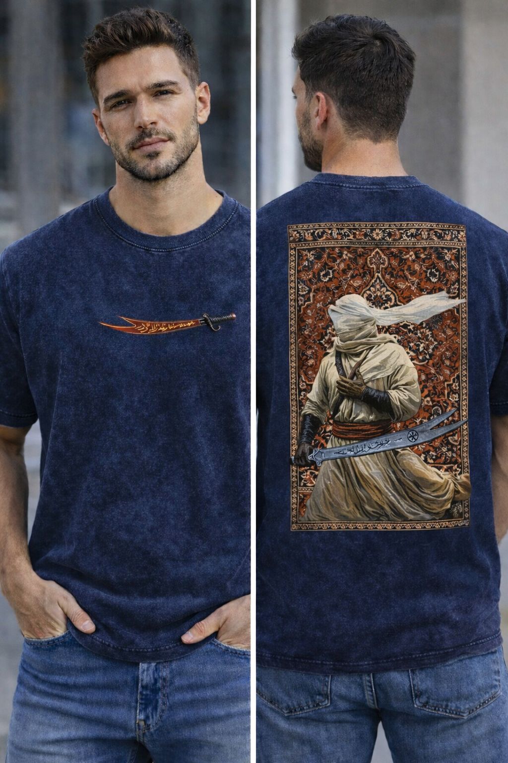 Desert Warrior Printed Acid Wash Tee