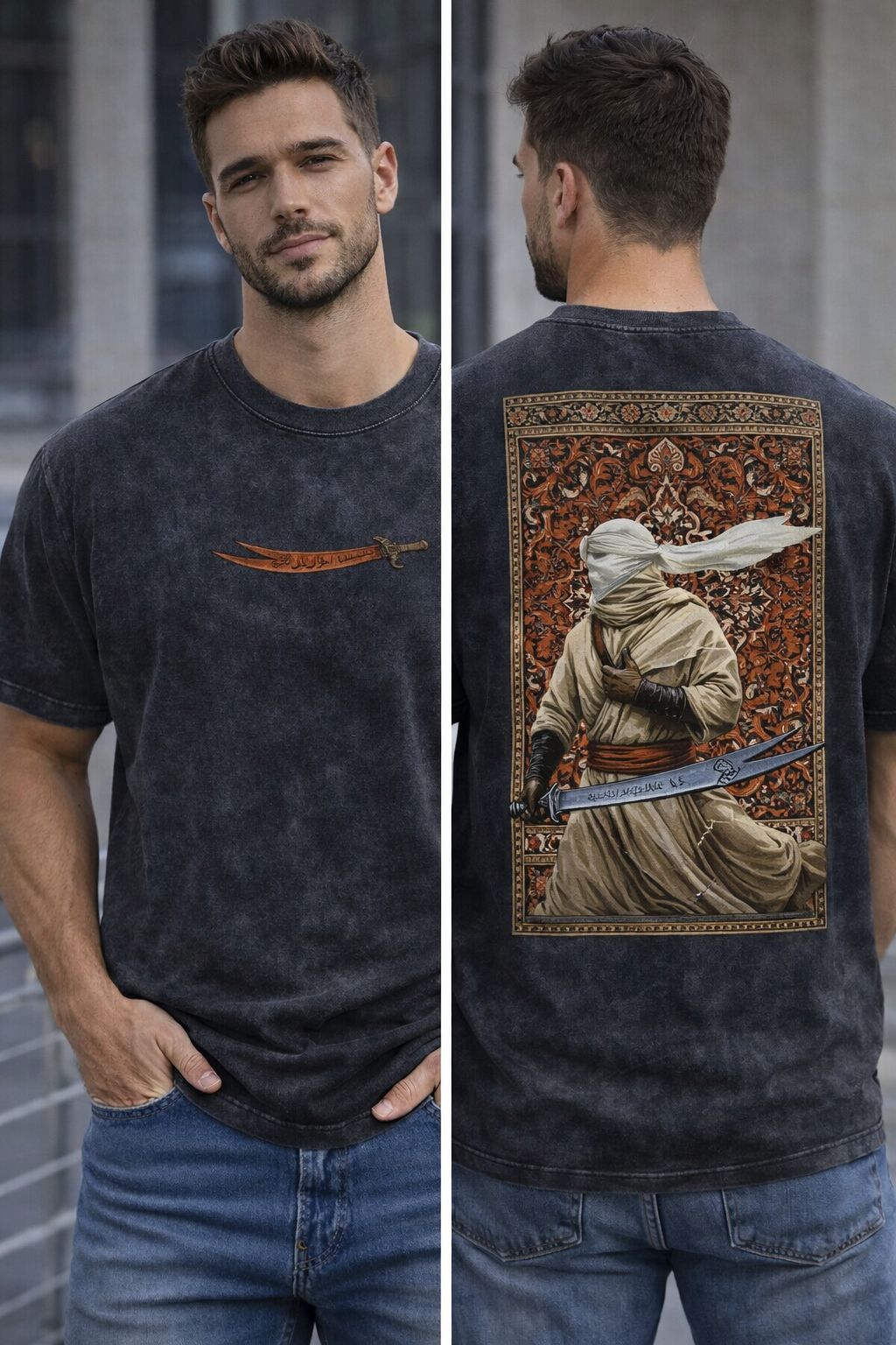 Desert Warrior Printed Acid Wash Tee